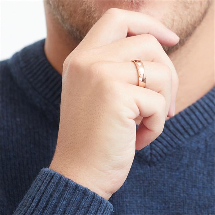 Men's stainless steel ring rose gold plated surface