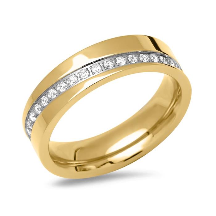 Ladies Ring Gold Plated Stainless Steel With Stones