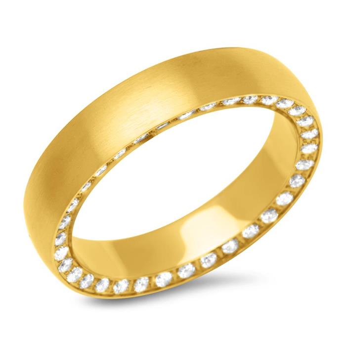 Damen Ring Edelstahl Farbe Gold breit Zirkonia Edelstahlring Damenring 