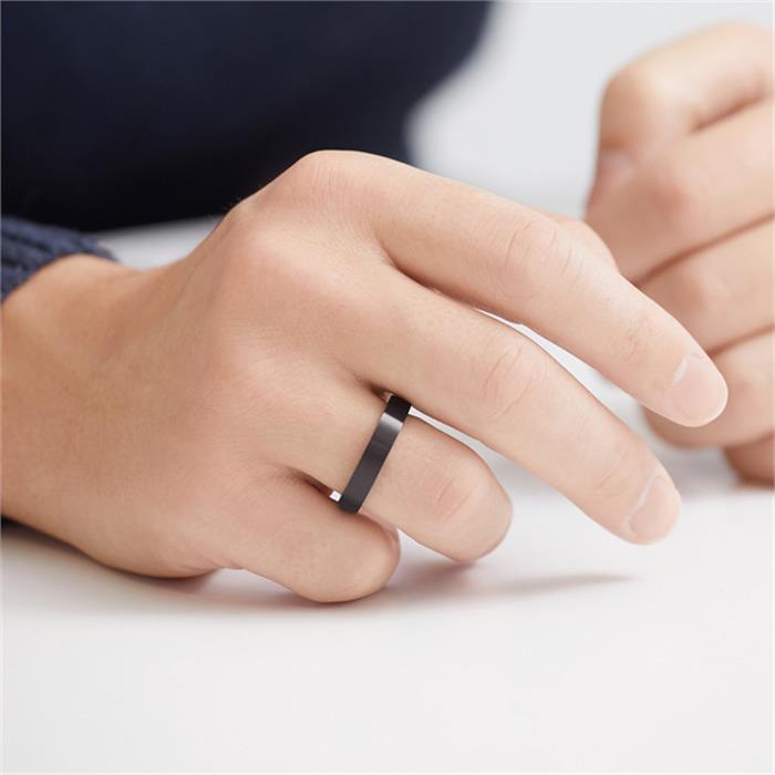 Black stainless steel ring 4.5mm wide