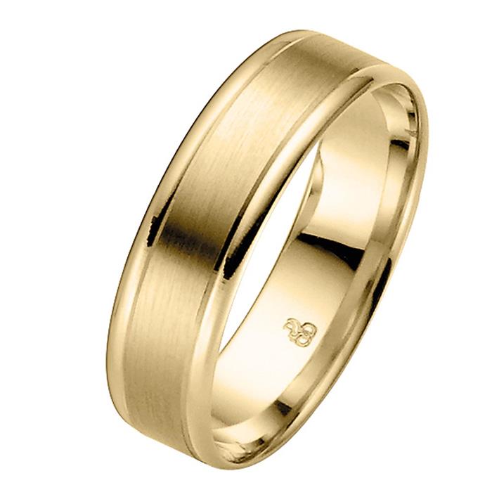 Yellow gold wedding rings 6mm