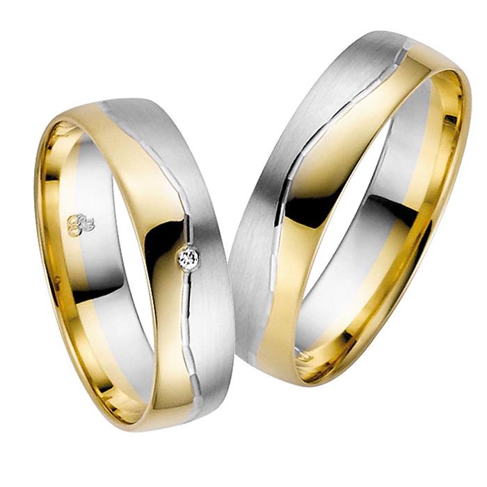 Yellow and white gold wedding rings 5mm