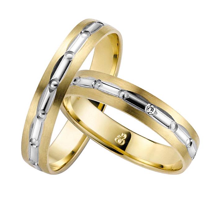 Wedding rings yellow and white gold 4mm