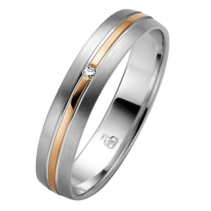 White and rose gold wedding rings 4mm