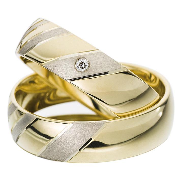 Yellow and white gold wedding rings 6mm