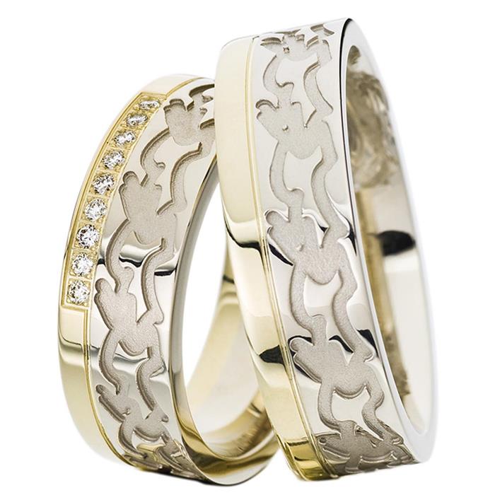 White and yellow gold wedding rings 7mm