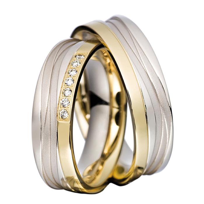 Wedding rings white and yellow gold 6mm