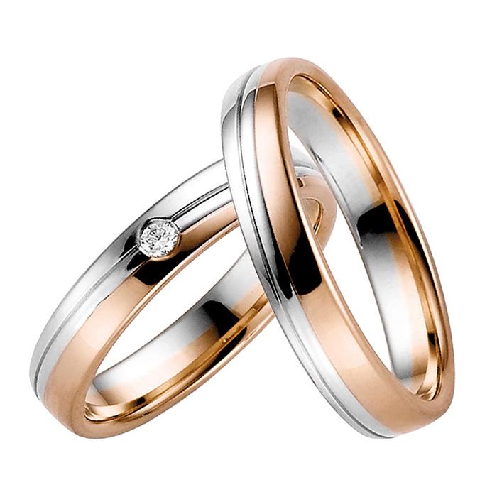 Wedding rings white / red gold 4mm