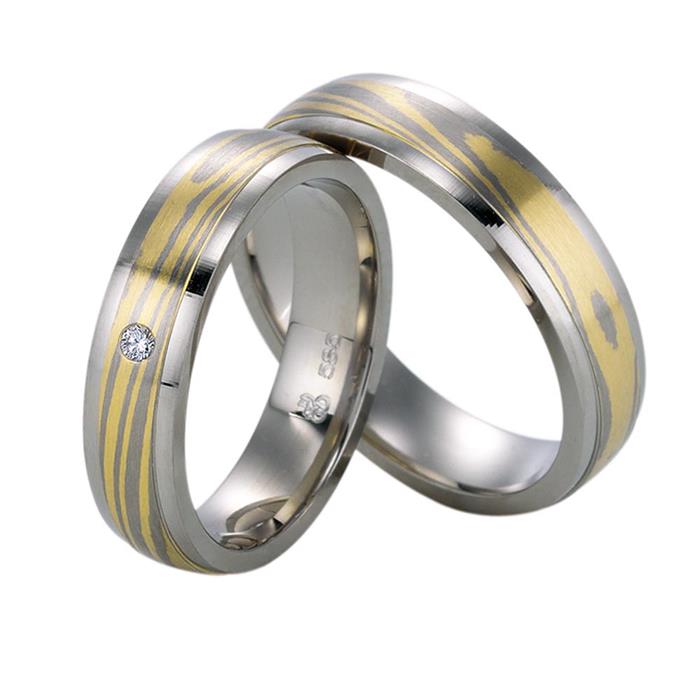 Wedding rings white and yellow gold 5mm