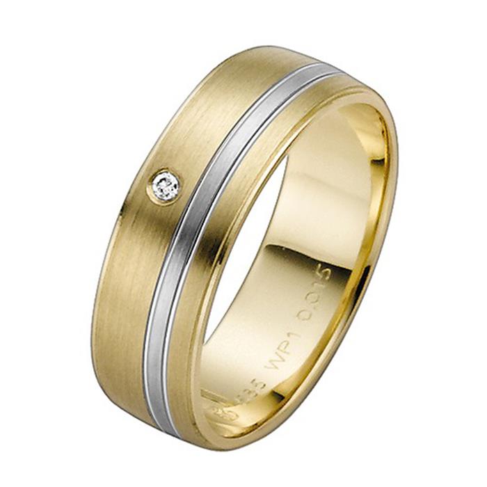 Yellow and white gold wedding rings 6mm