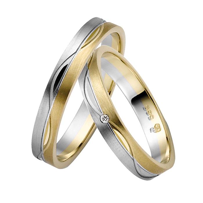 Yellow and white gold wedding rings 3,5mm