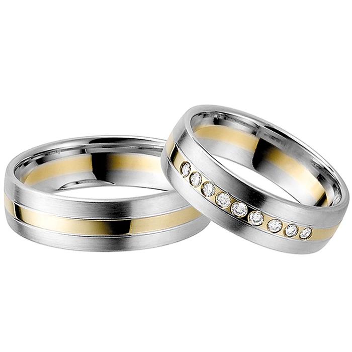 White and yellow gold wedding rings 6mm