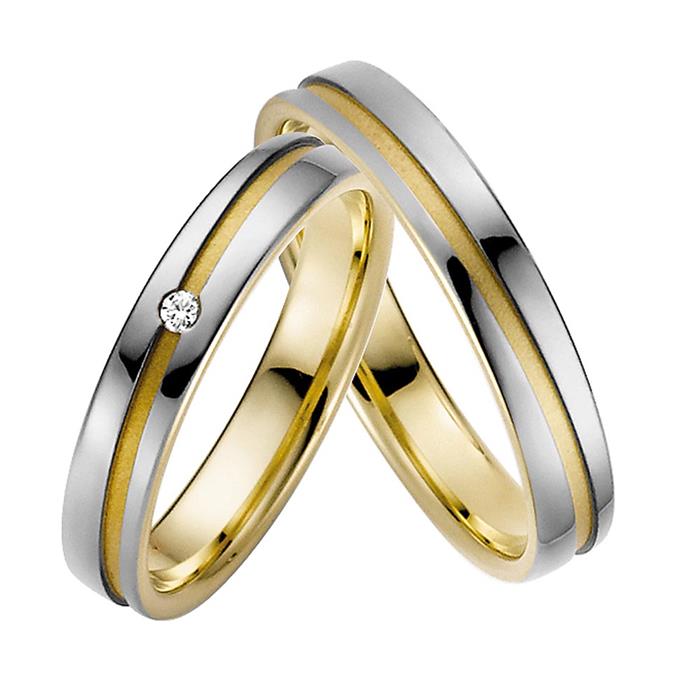 Wedding rings white and yellow gold 4mm