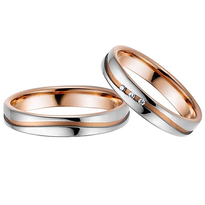 Wedding rings white and red gold 4mm