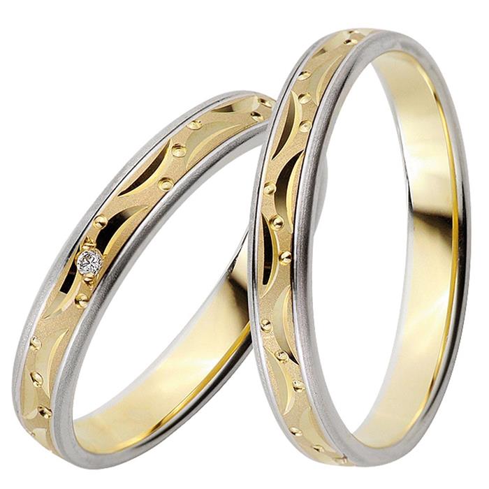 Wedding rings yellow-white gold 3,5mm