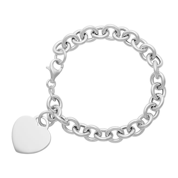 Pulsera de plata de alta calidad con colgante de coraz&#xF3;n