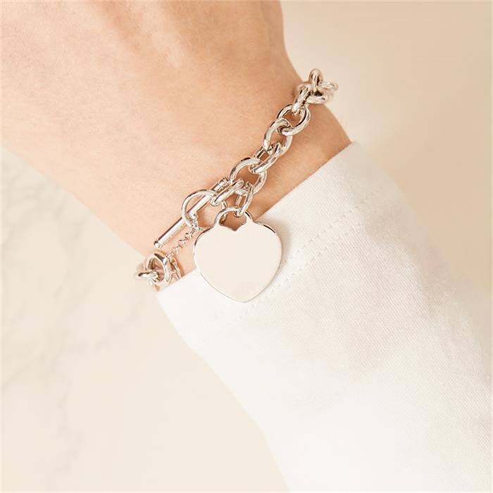 High quality bracelet silver with heart pendant