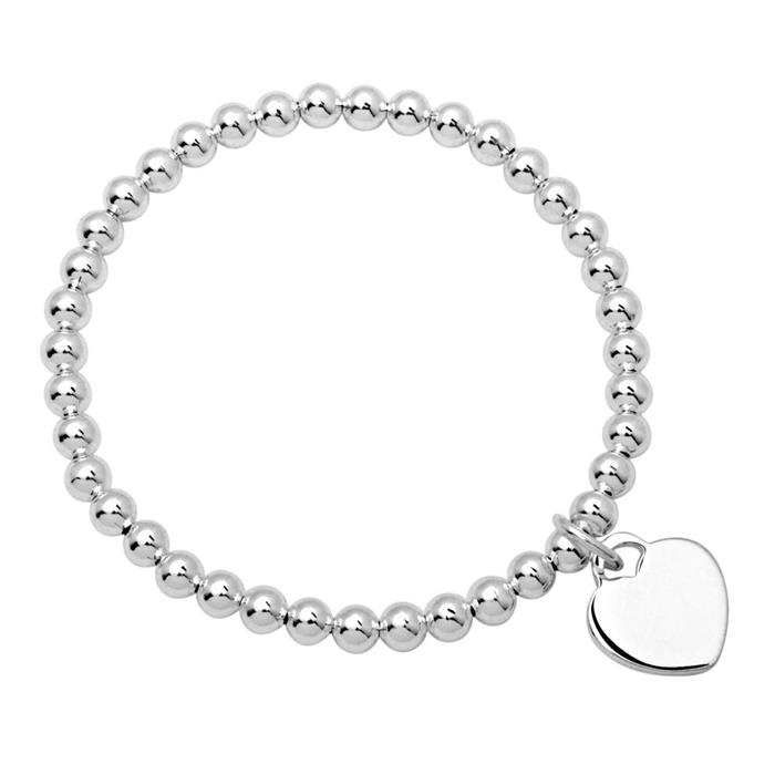 Sterling silver pearl bracelet with heart charm