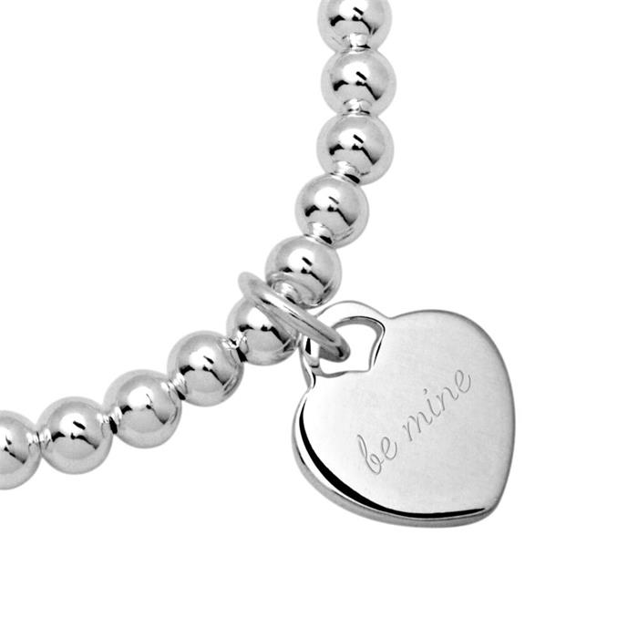 Sterling silver pearl bracelet with heart charm