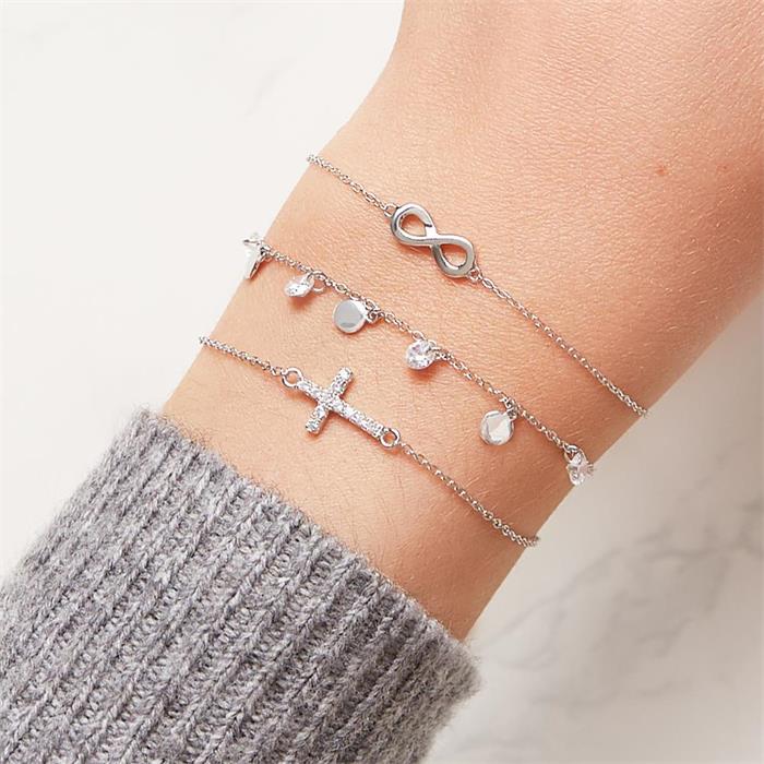 Bracelet in sterling silver with zirconia