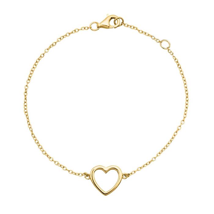 Gold plated sterling silver bracelet with heart pendant