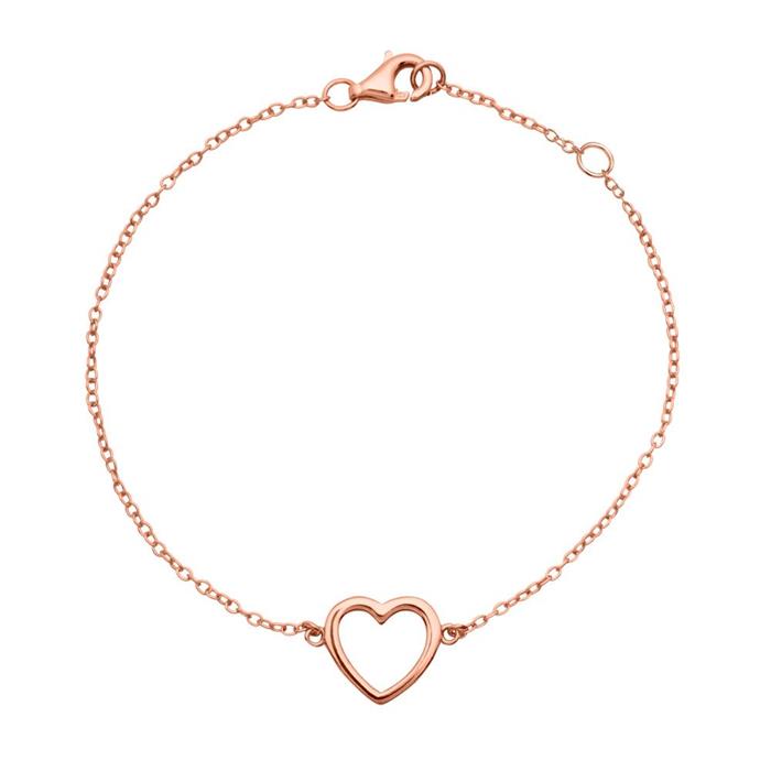 Pulsera de plata 925 bañada en oro con colgante de corazón