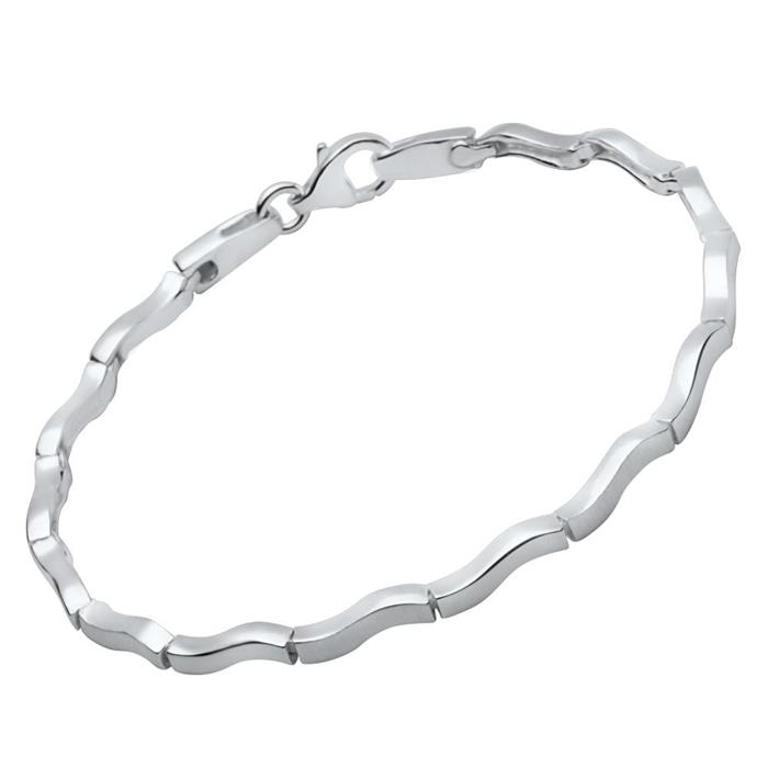 Modern silver bracelet curved matt glossy