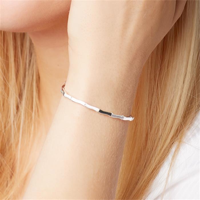 Modern silver bracelet curved matt glossy