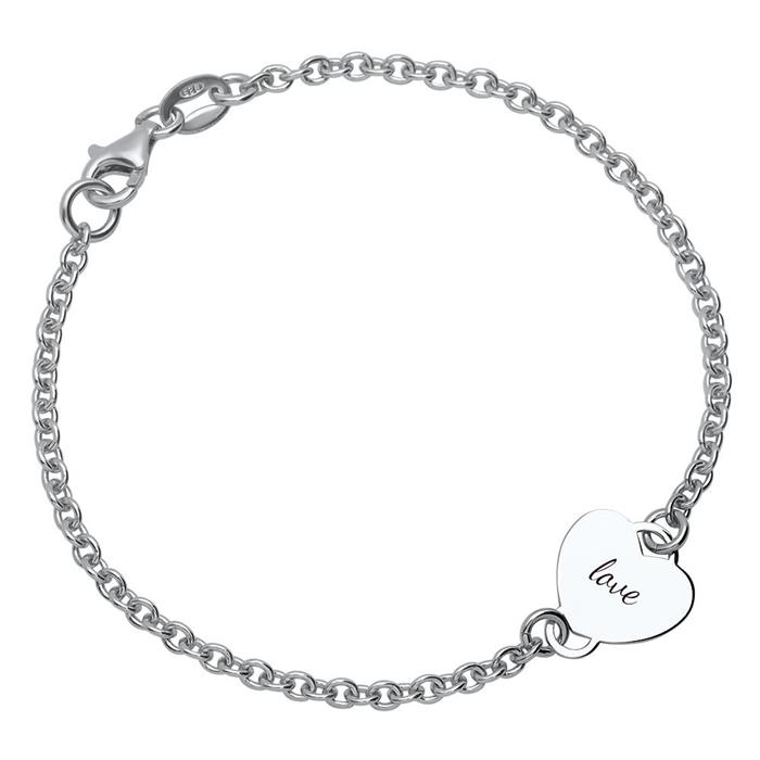 Pulsera de plata 925 pulida elemento corazón