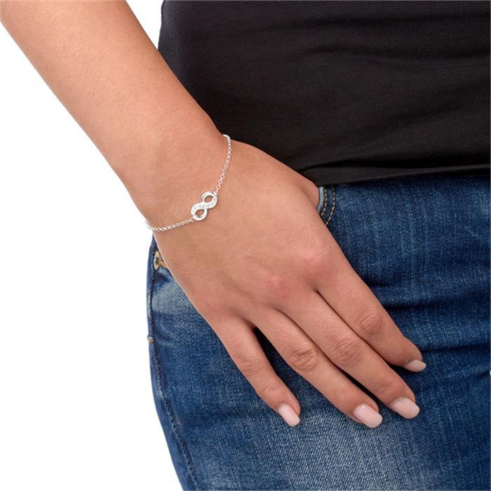 Sterling silver bracelet infinity with stone setting