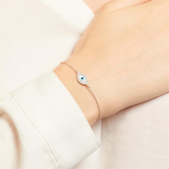 Sterling silver bracelet eye zirconia