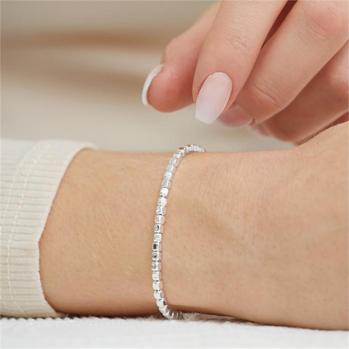 Pulsera de plata 925 para mujer con cuentas cuadradas