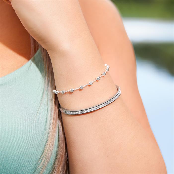 Stainless steel bracelet with zirconia, engravable