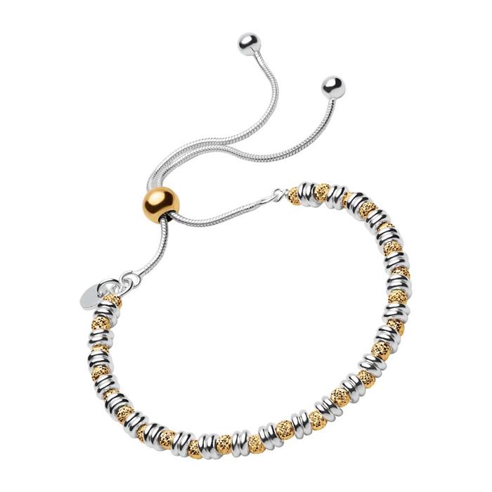 Silver Bracelet With Gold Plated Balls For Women