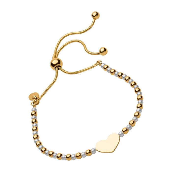 Bracelet gold-plated silver with pearls and heart