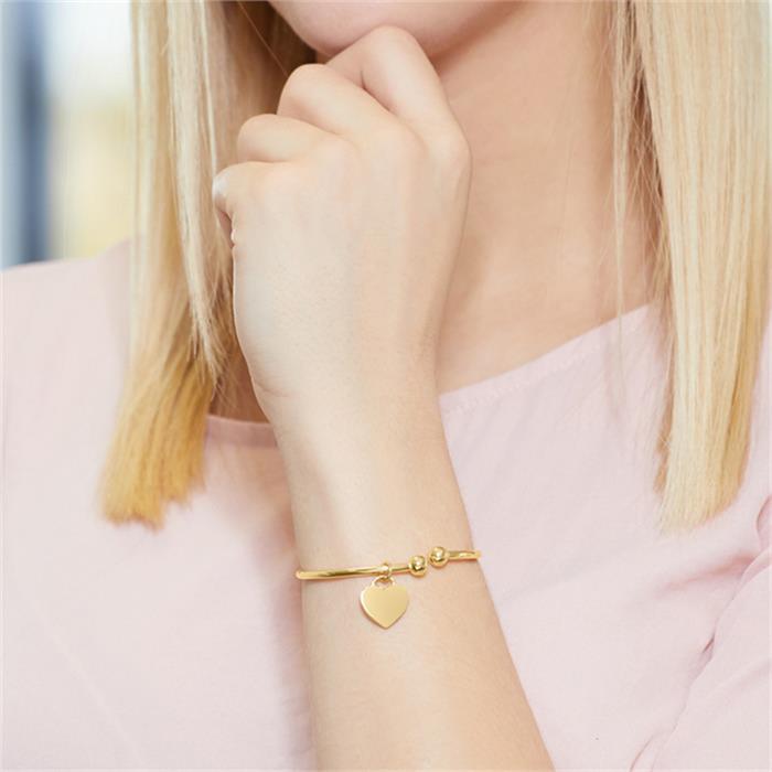 Pulsera de plata chapada en oro con colgante de corazón