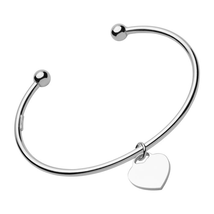 Bangle sterling silver with a heart pendant