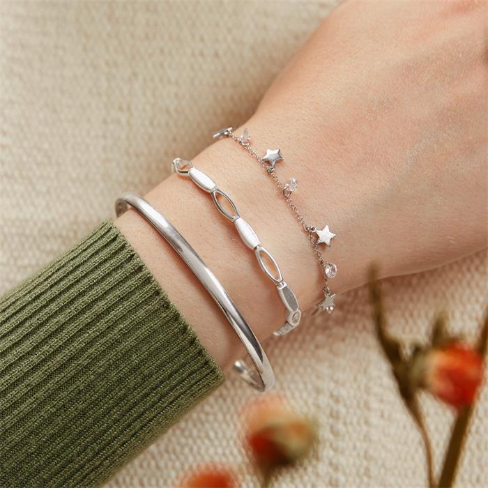 Modern bracelet sterling silver glossy matt