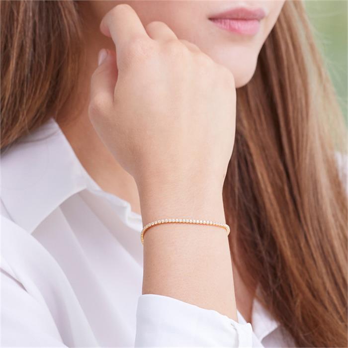 Pulsera mujer plata 925 chapado oro circonitas