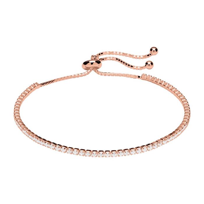 Pulsera de las mujer de plata 925 chapado en oro rosa circonio