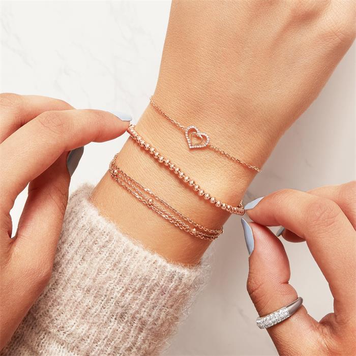 Silver bracelet rose gold plated with lobster clasp