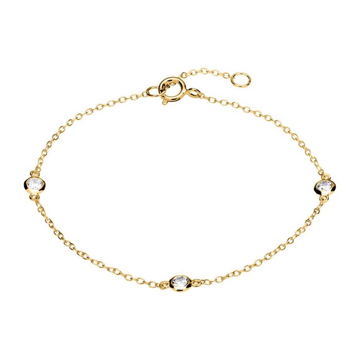 Bracelet in sterling gold plated silver with zirconia