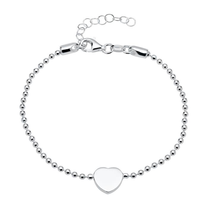 Bracelet made of sterling silver with engravable heart pendant