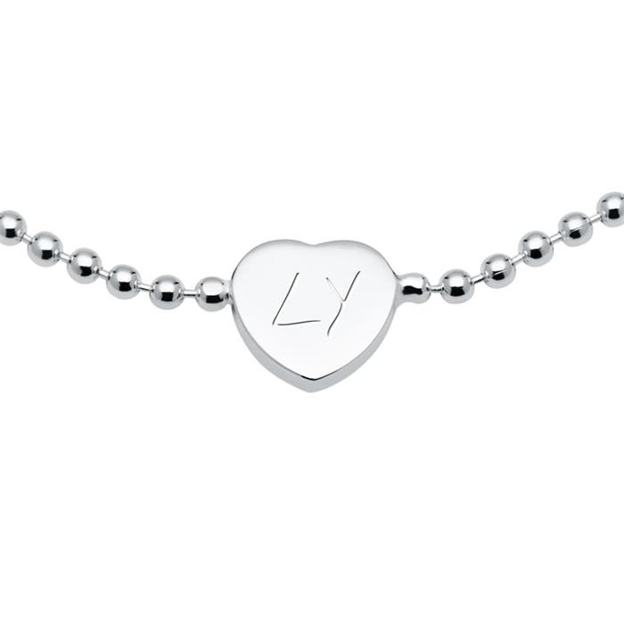 Bracelet made of sterling silver with engravable heart pendant