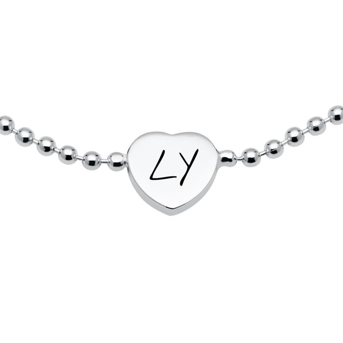 Bracelet made of sterling silver with engravable heart pendant
