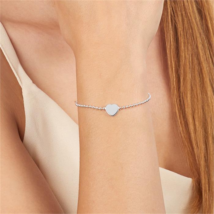 Pulsera de plata 925 con colgante de corazón grabable