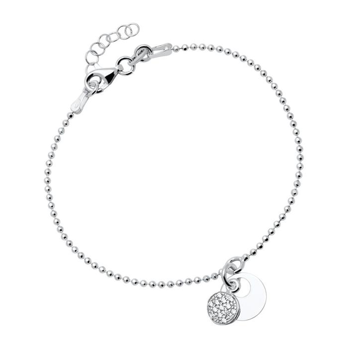 Engravable bracelet in sterling silver with zirconia