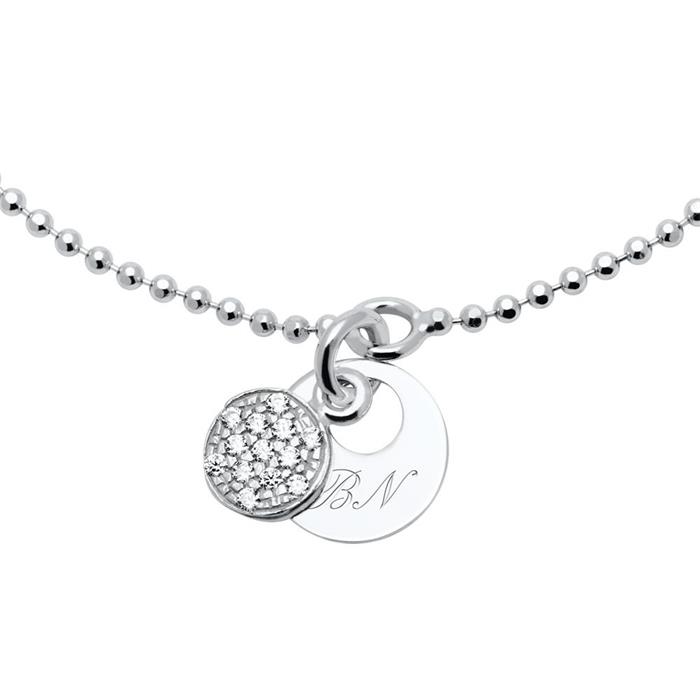 Engravable bracelet in sterling silver with zirconia