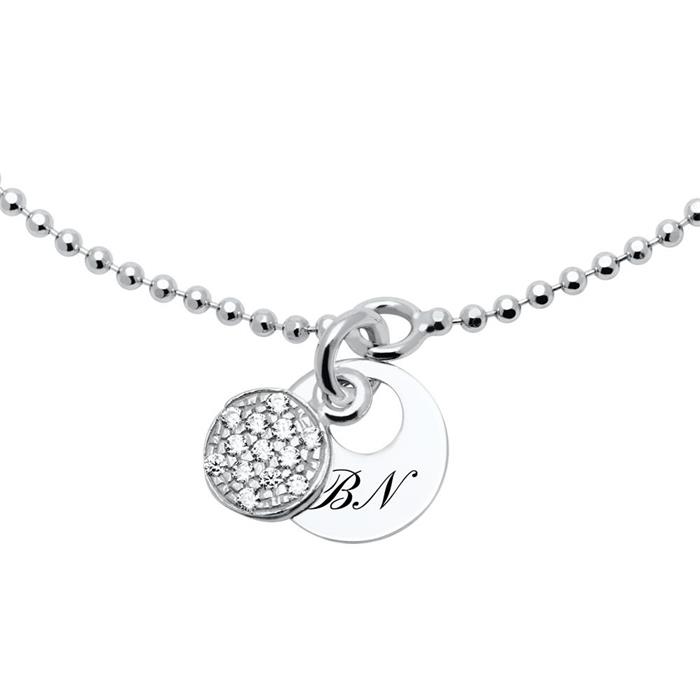 Engravable bracelet in sterling silver with zirconia