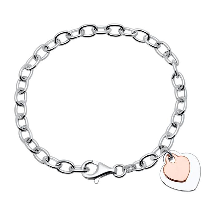 Sterling silver bracelet hearts bicolor engravable